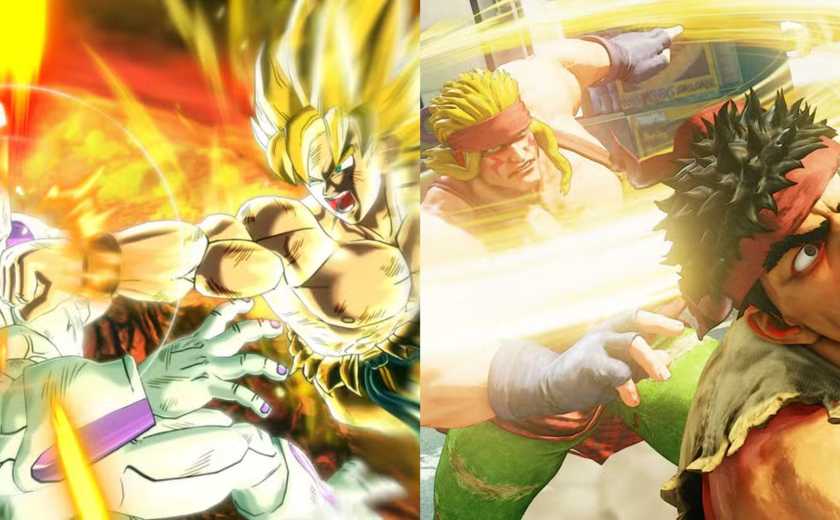 A combined image of gameplay from Dragon Ball Xenoverse and Street Fighter 5